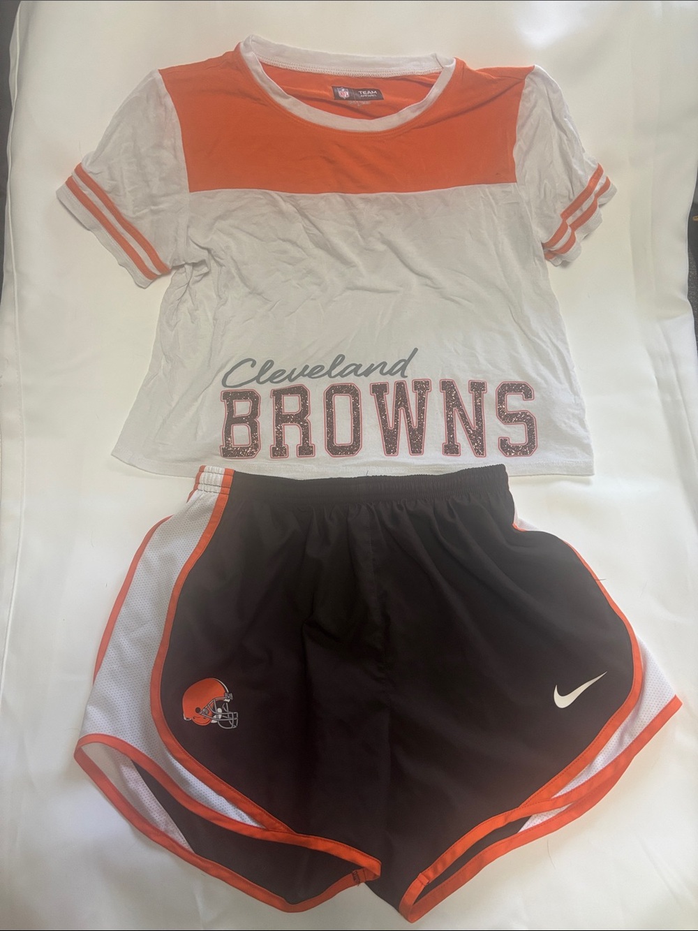NFL Cleveland Browns White, Orange and Black Girls' Short Set